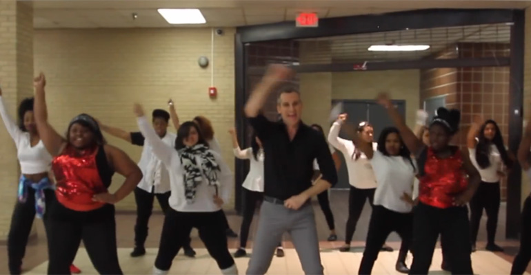 School Teacher Leads Students in 'Uptown Funk' Dance Party.