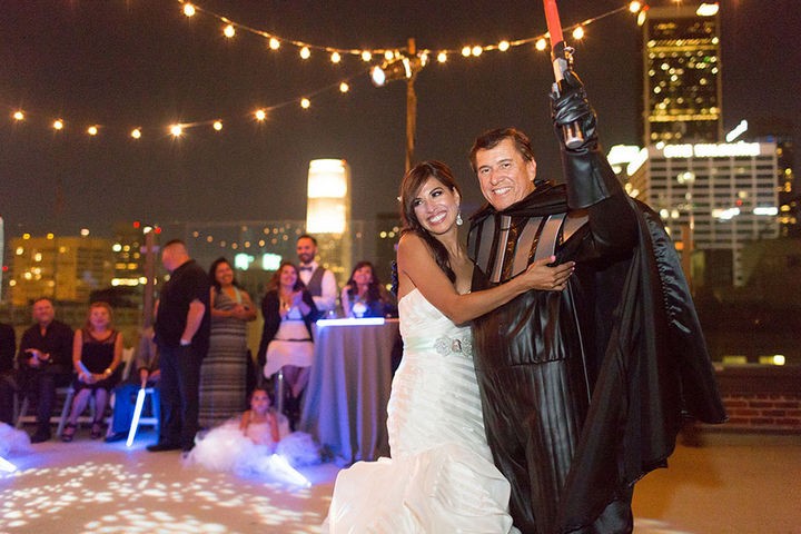 Jennifer's father is dressed as Darth Vader for the father-daughter dance. So awesome!