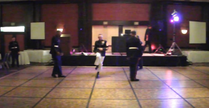 US Marine Breaks Some Dance Moves at Marine Corps Ball.