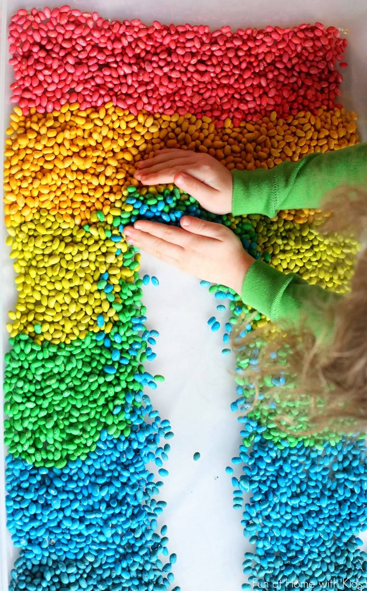 Dried colored beans are great for all types of play.