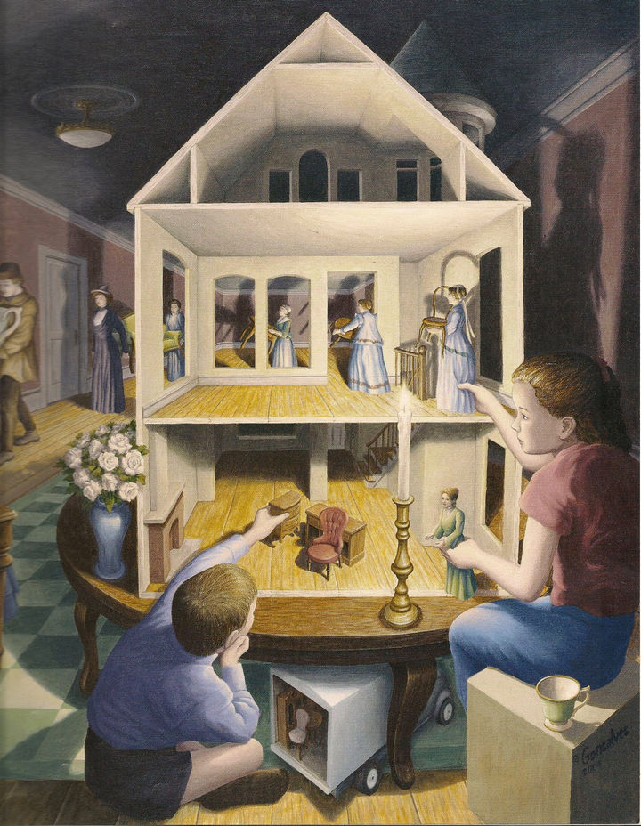 Rob Gonsalves Paintings - Doll's Dreamhouse.
