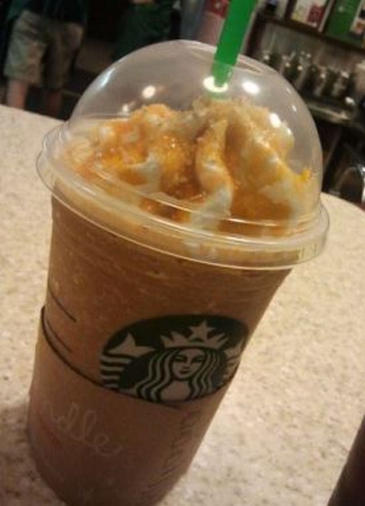 39 Starbucks Secret Menu Drinks - Caramel Popcorn Frappuccino recipe.