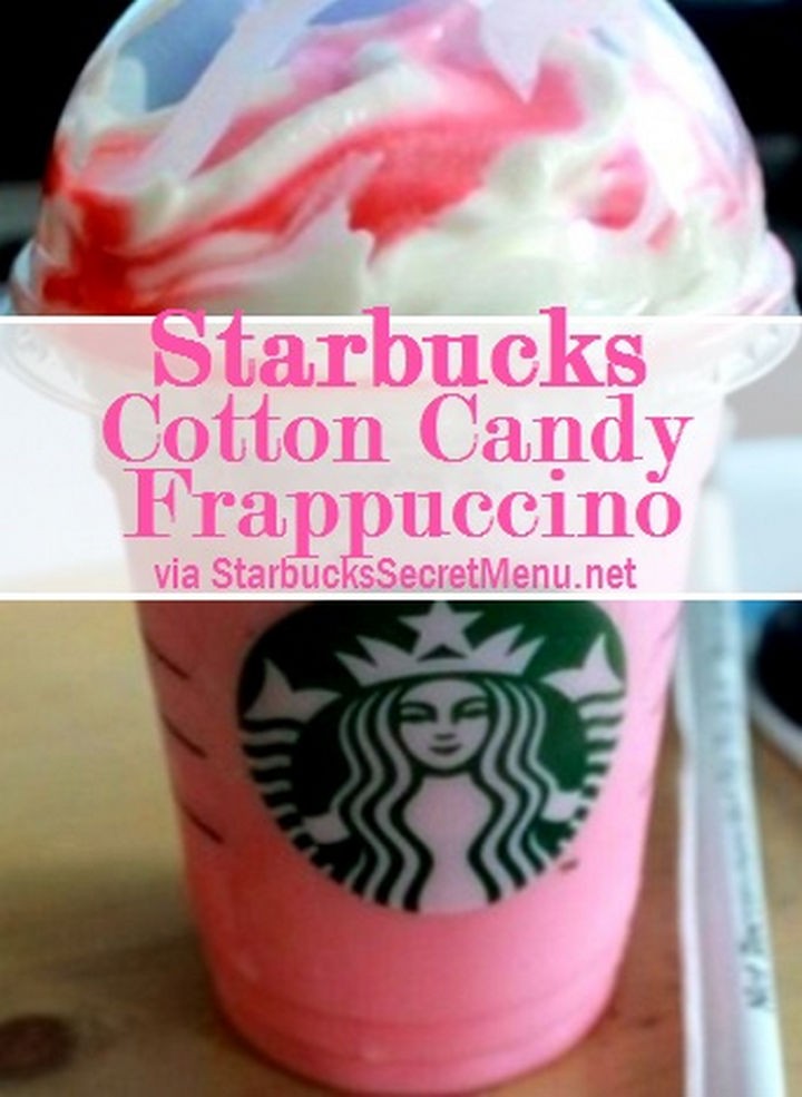 39 Starbucks Secret Menu Drinks - Cotton Candy Frappuccino recipe.