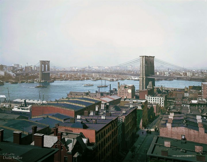 58 Colorized Photos from the Past - Brooklyn Bridge, 1904.