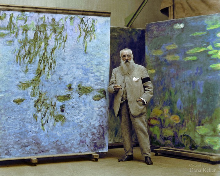 58 Colorized Photos from the Past - Claude Monet, 1923.