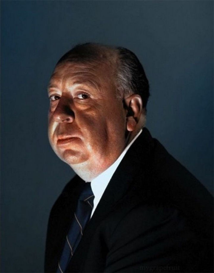 58 Colorized Photos from the Past - Alfred Hitchcock.