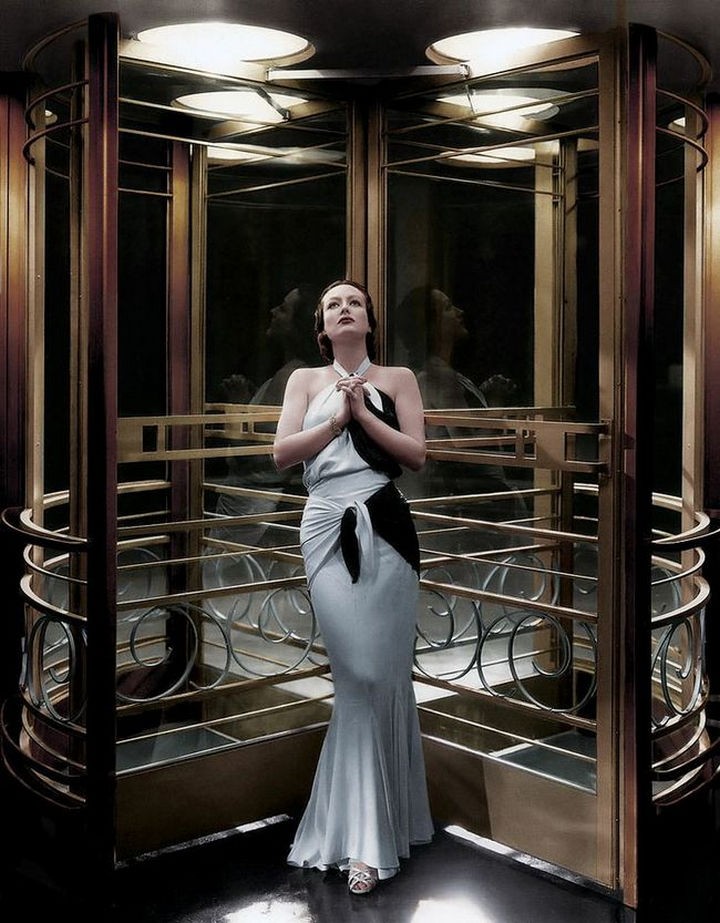 58 Colorized Photos from the Past - Joan Crawford on the set of Letty Lynton in 1932.