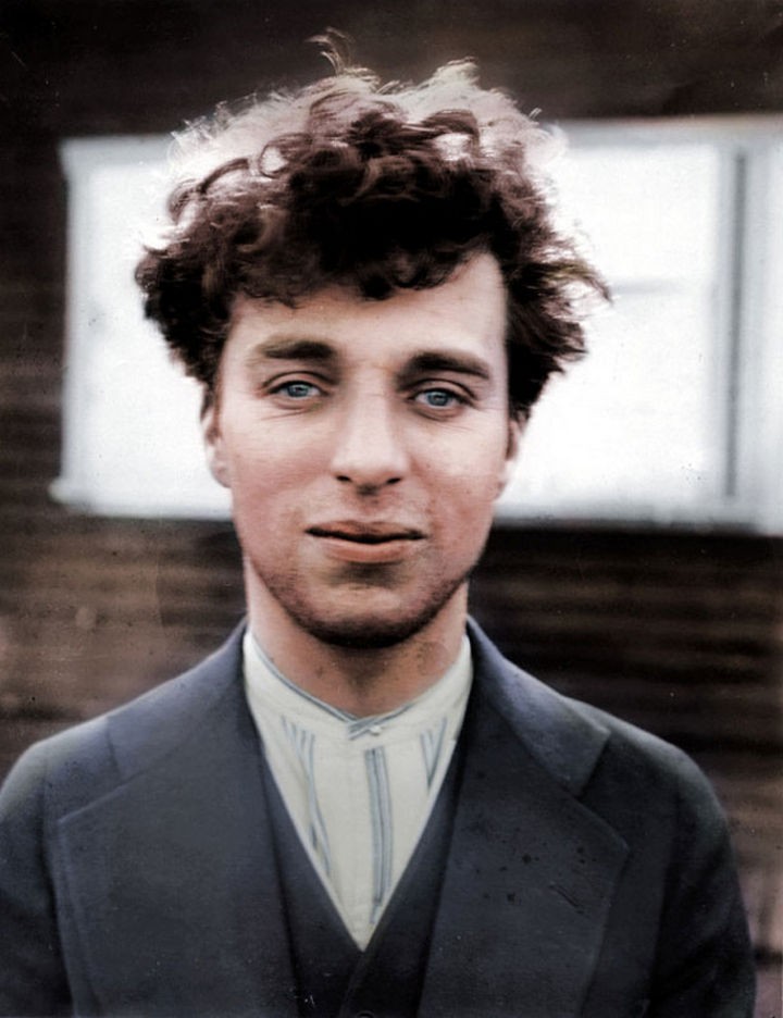 58 Colorized Photos from the Past - Charlie Chaplin at 27 years old, 1916.