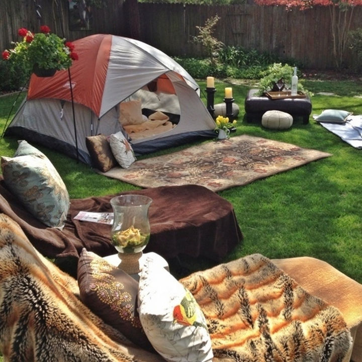 34 DIY Backyard Ideas for the Summer - Break out the tents and go camping in your backyard.