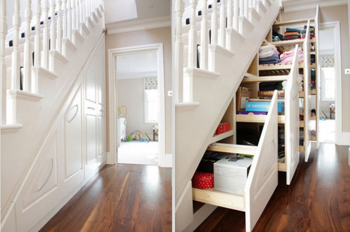 Reclaim the space under your staircase and build drawers for extra storage - 37 Home Improvement Ideas