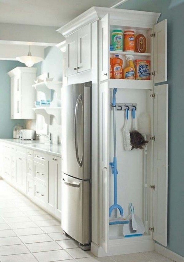 Install a small closet in the kitchen to store cleaning supplies - 37 Home Improvement Ideas