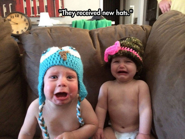 37 Photos of Kids Losing It - They received new hats.