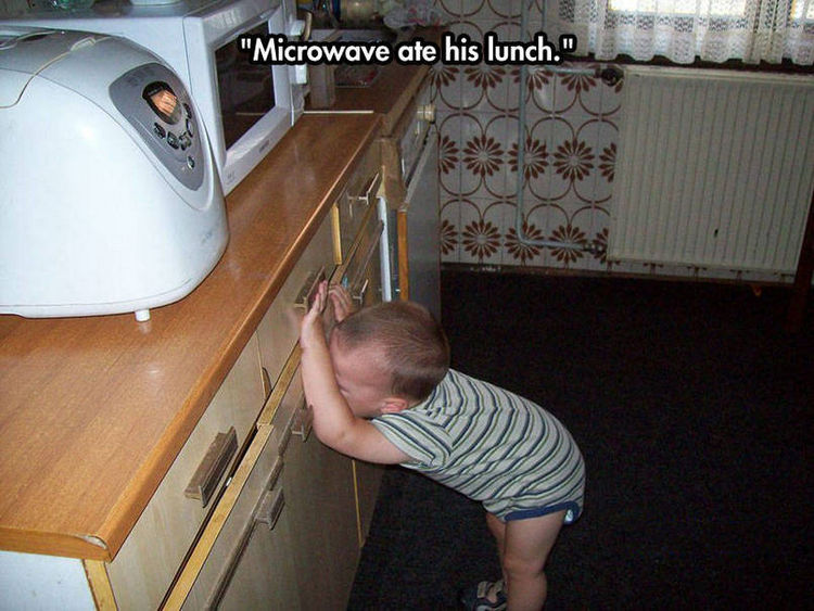 37 Photos of Kids Losing It - Microwave ate his lunch.