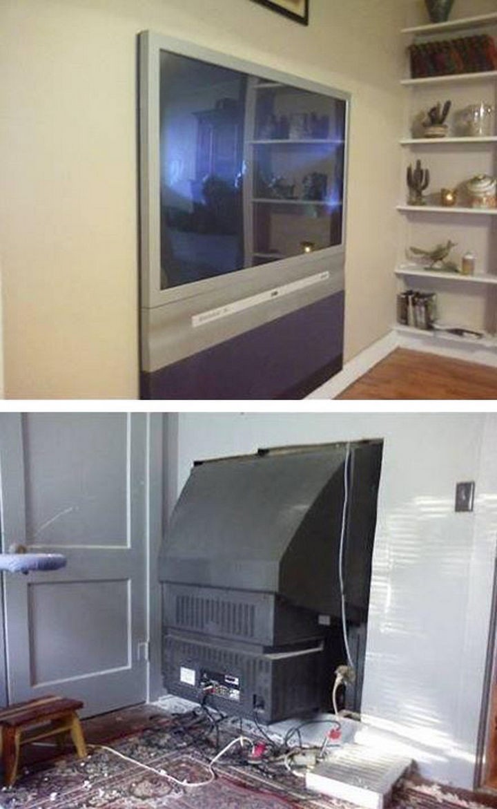 51 Crazy Life Hacks - Make your own flat screen TV with this DIY project.