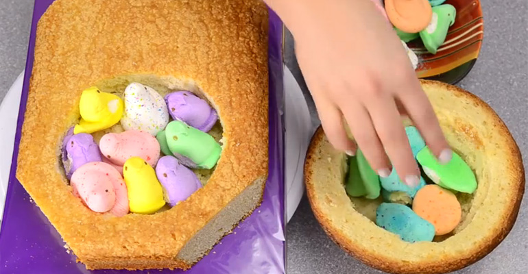 She Put Peeps Inside a Cake and the End Result Was Awesome!
