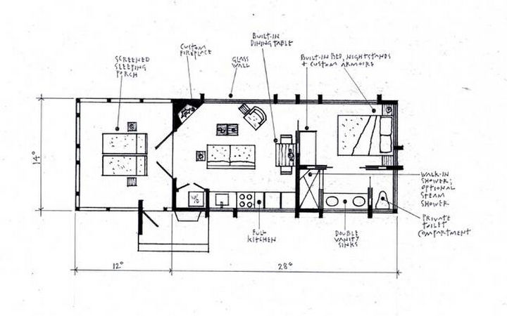 The floor plan showcases all of the amenities of ESCAPE Park Models. Camping doesn't get any more comfortable than this.