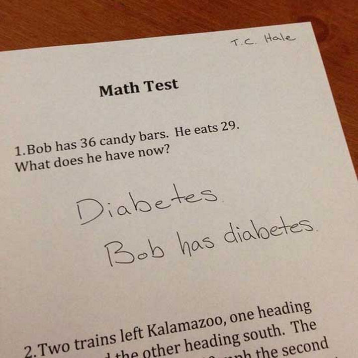25 Funny Test Answers From Funny Kids - That's a lot of candy bars.