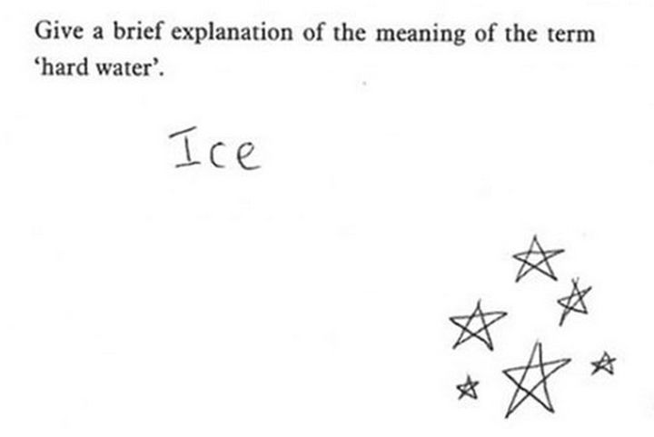 25 Funny Test Answers From Funny Kids - Ice is hard, yes.