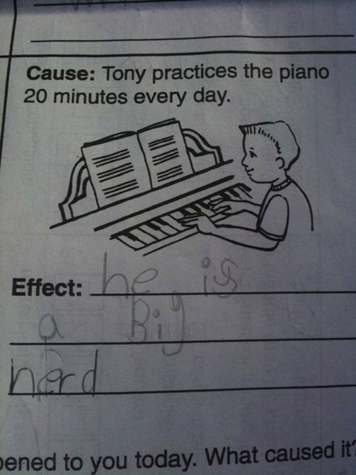 25 Funny Test Answers From Funny Kids - It's not easy being Tony.