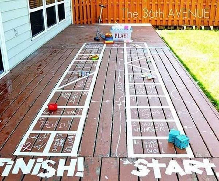 36 Summer Activities for Kids That Cost Less Than $10 - Create a giant game board including DIY giant dice.