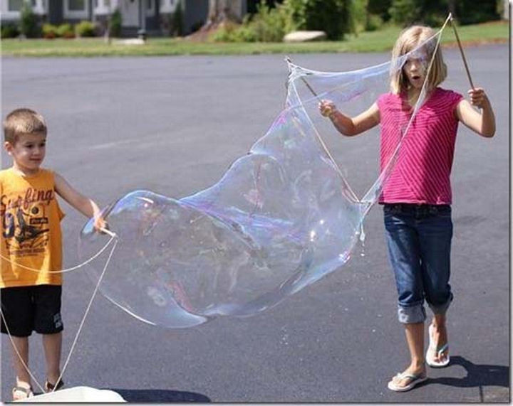 Build a bubble wand for making giant bubbles.