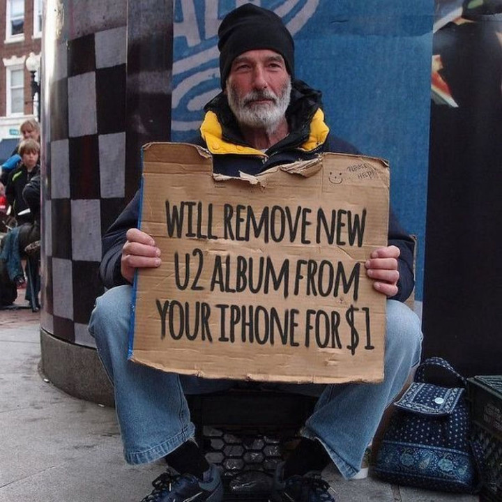 75 Incredibly Funny Pictures - "Will remove the new U2 album from your iPhone for $1."