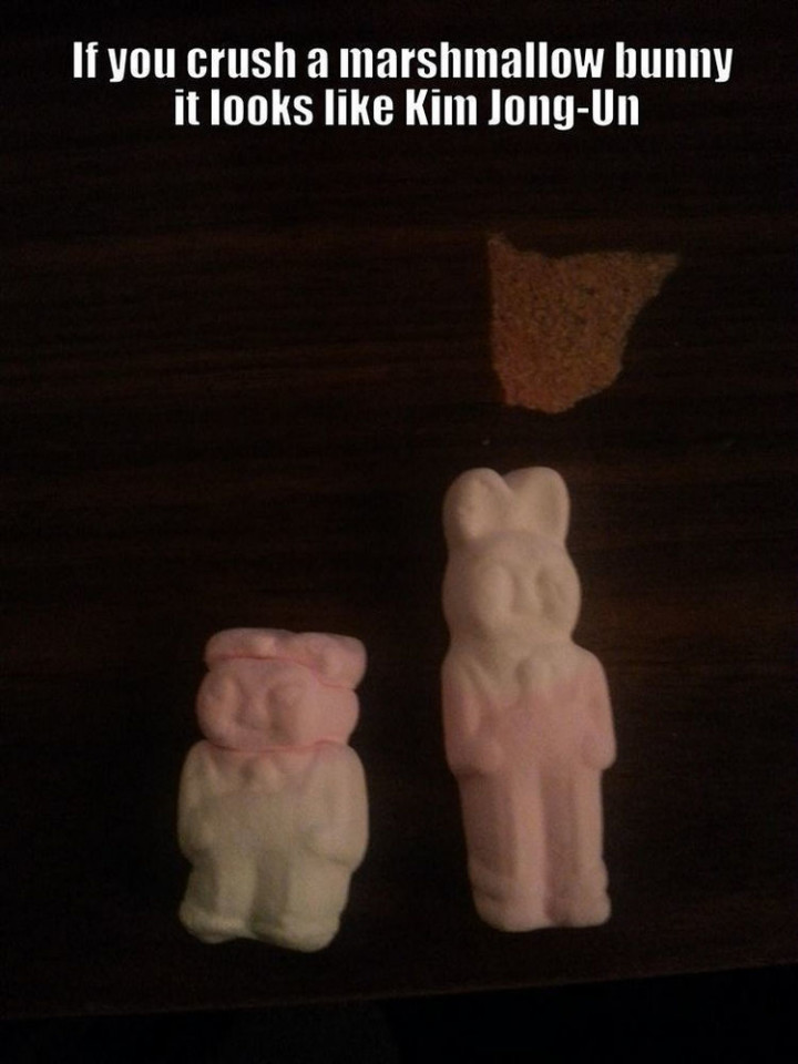 "If you crush a marshmallow bunny, it looks like Kim Jong-Un."