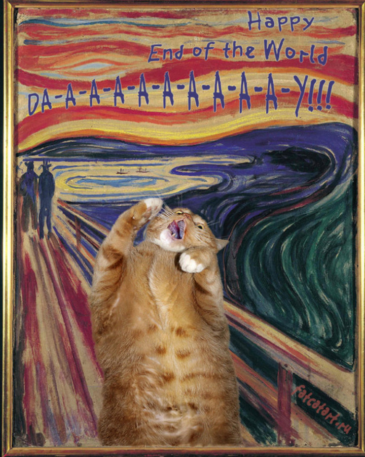 Fat Cat Photobombs Famous Paintings - The Scream, Edvard Munch (1893–1893).