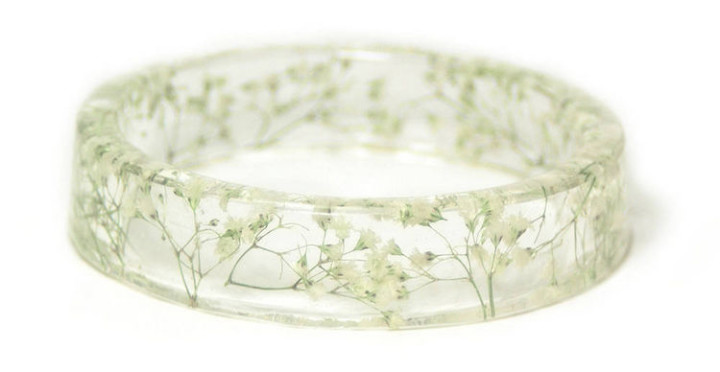 Each piece of resin jewelry is unique and handmade by Modern Flower Child, an Oregon-based company.