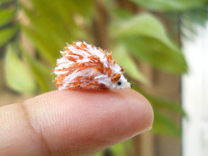Mini stuffed crochet hedgehog.