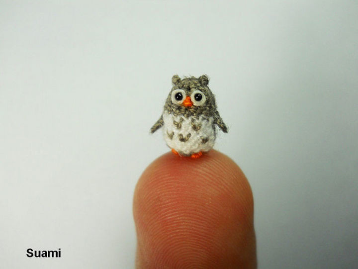 Micro crochet owl.