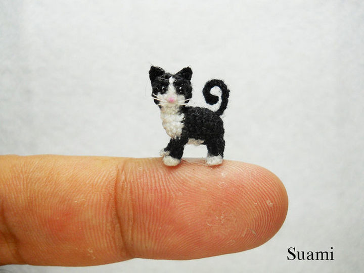 Micro stuffed crochet cat.