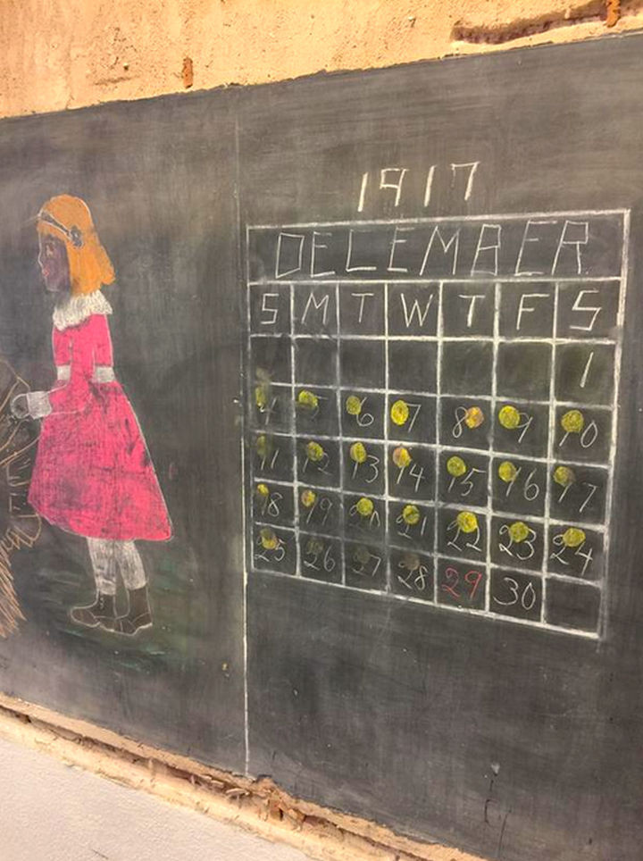 The chalkboards were from classes taught in 1917 and were untouched for nearly 100 years.