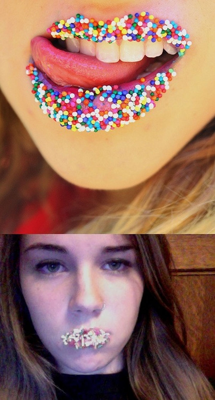 18 Pinterest Beauty Fails - She looks disappointed but at least the sprinkles taste good.