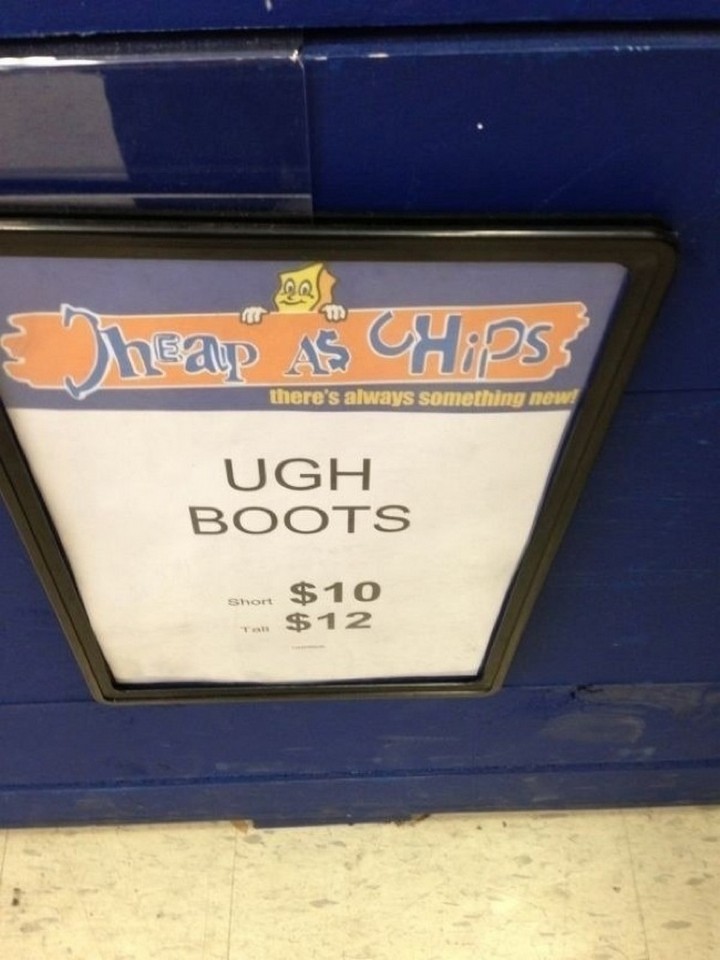 21 Funny Spelling Mistakes - "Ugh boots."