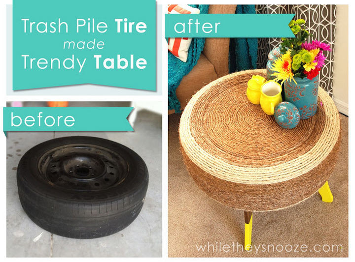 22 Awesome Ways to Turn Used Tires Into Something Great - Don't need an ottoman? How about a trendy tire table?