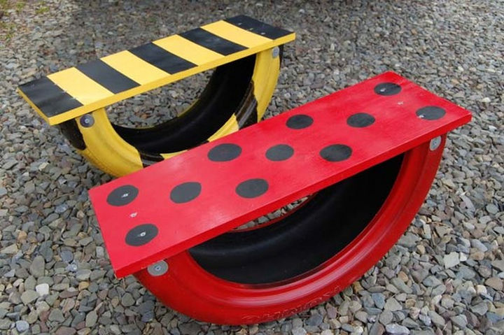 22 Awesome Ways to Turn Used Tires Into Something Great - Make one-of-a-kind seesaws for endless fun.