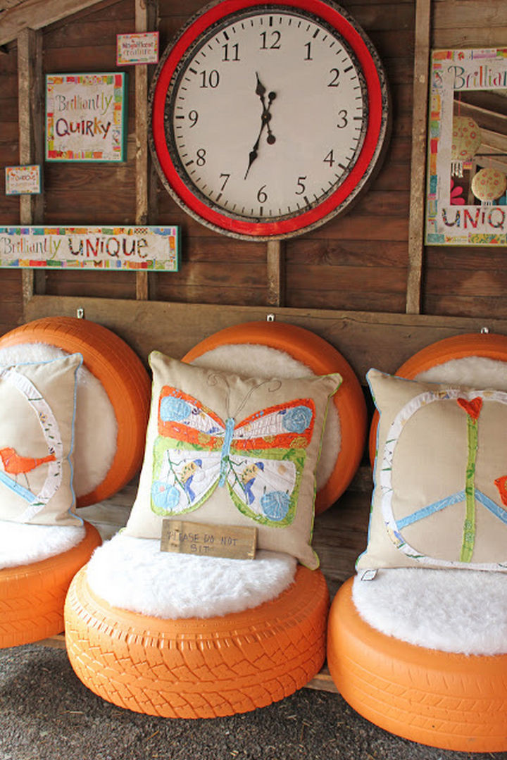 Get creative by building a tire love seat.