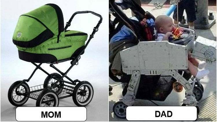 22 Ways Parenting Styles Differ Between Moms and Dads - Women and men have different opinions about suitable transportation.