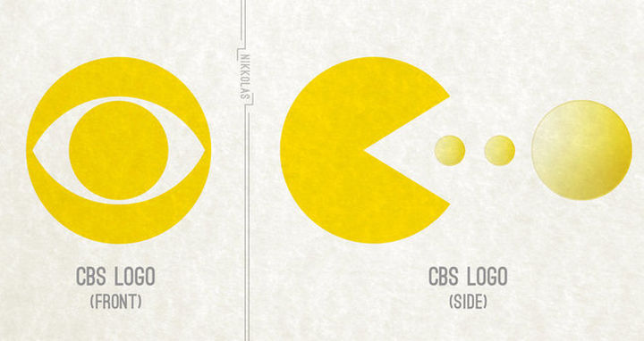 25 Things That Can't Be Unseen - CBS logo looks like Pac-Man.