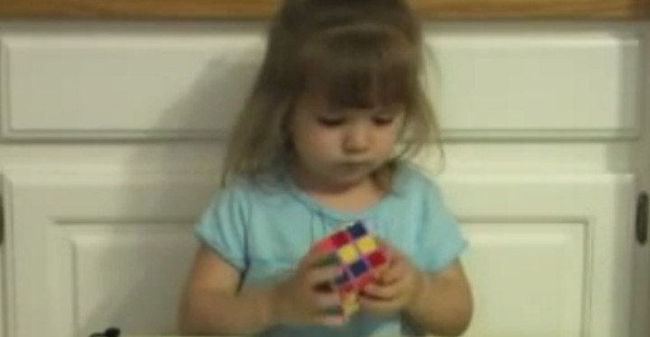 3-Year-Old Girl Solves Rubik's Cube in Under 3 Minutes.