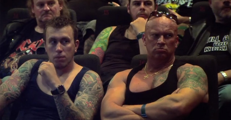 A Couple Steps Into a Theater Full of Bikers and It's Priceless.