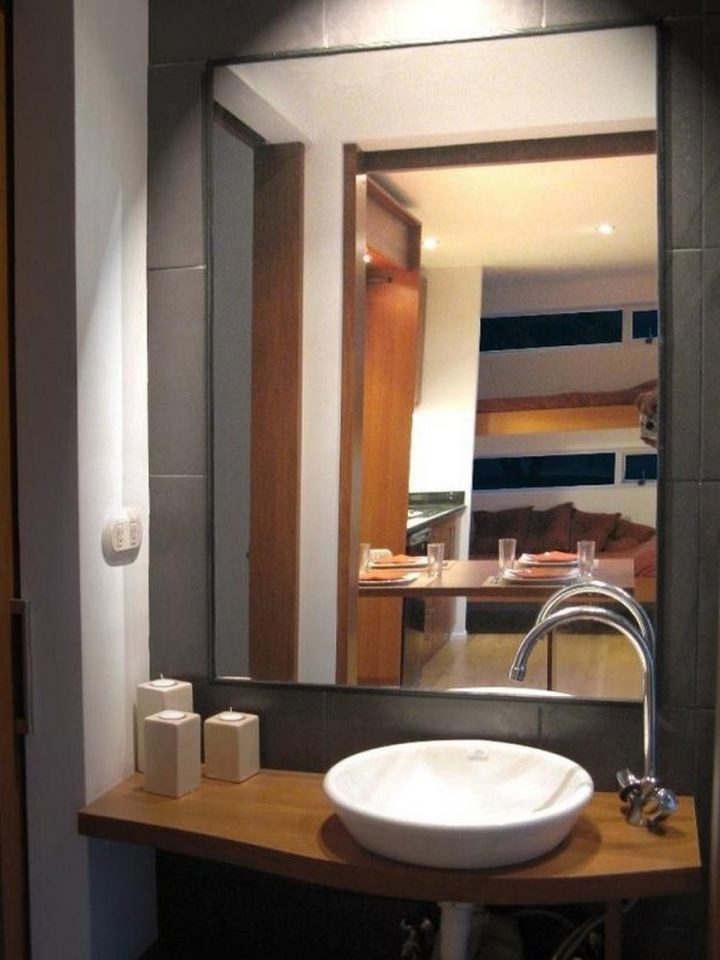The washroom contains everything you need to start or end your day.