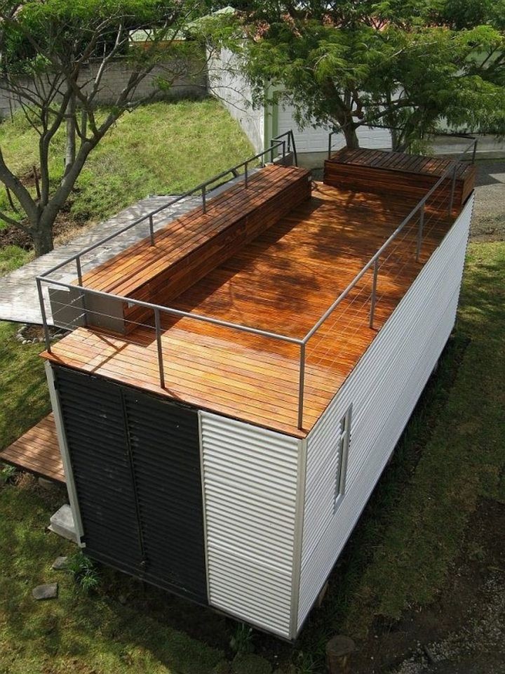 A spacious patio is built on top for lounging on warm summer days.