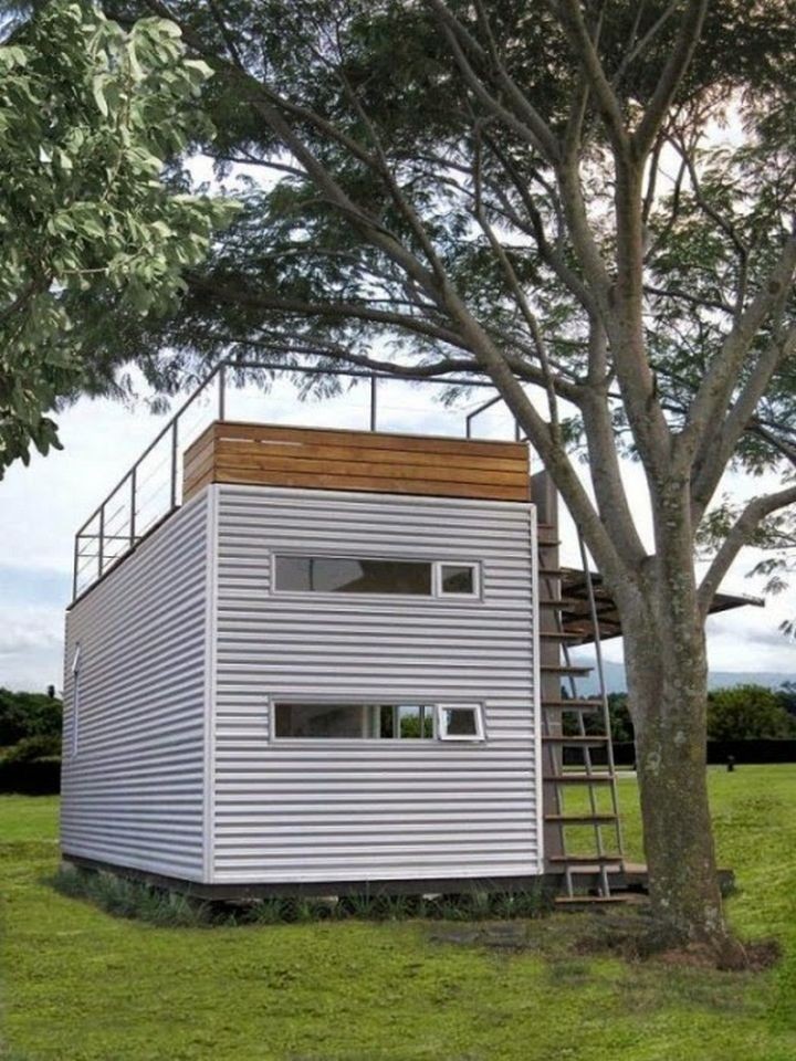 This shipping container home designed by Cubica is only 160 square feet but is very spacious on the inside.