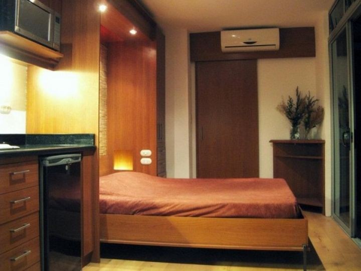 There is a Murphy double bed that can be used as the main bedroom or as a bed for guests.
