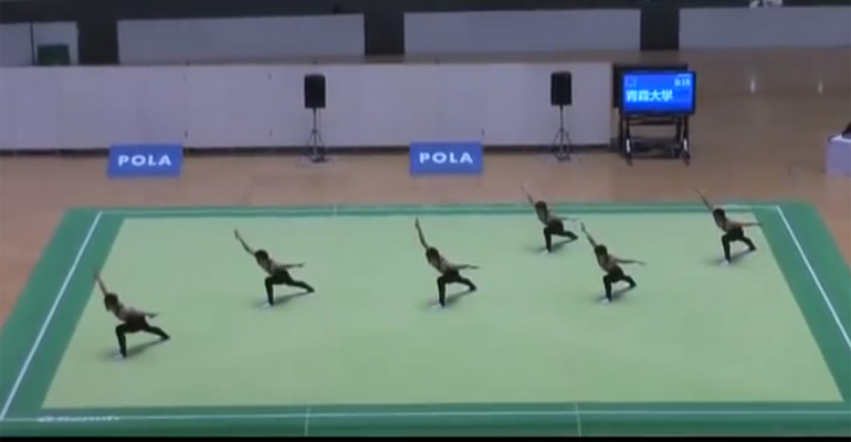 Six Asian Dancers Stun Audience with Synchronized Routine.