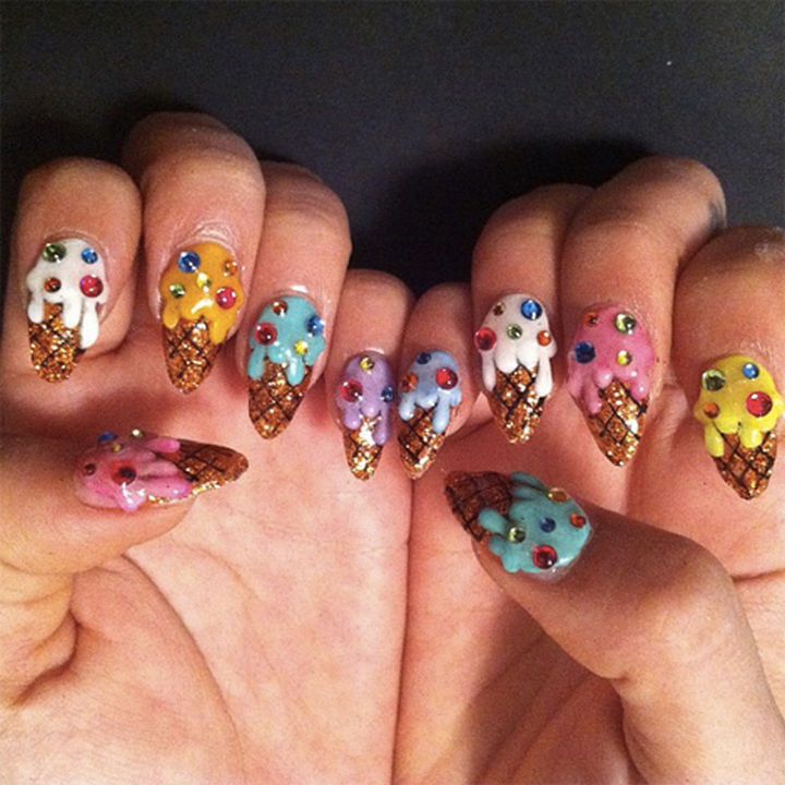 13 Food Nails Inspired by the Love of Food - Ice cream manicure.