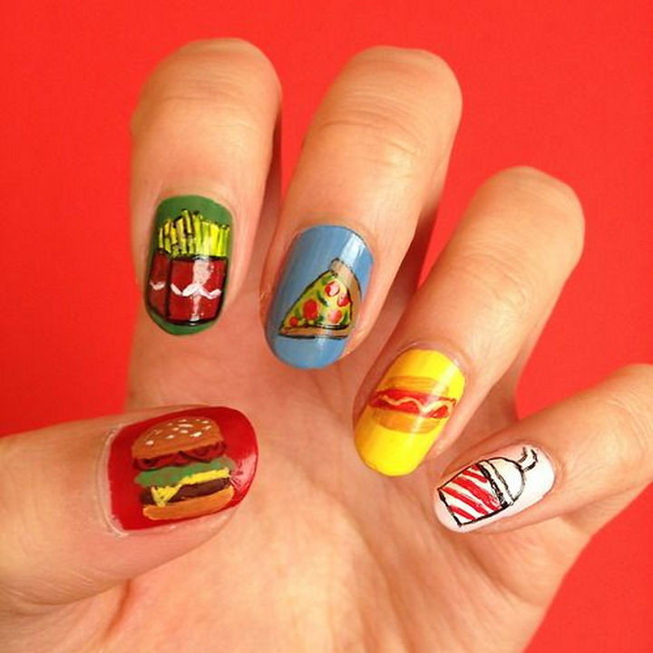 13 Food Nails Inspired by the Love of Food - Favorite fast food nails.