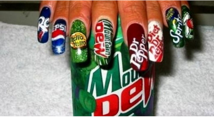 13 Food Nails Inspired by the Love of Food - Soft drink nail art.